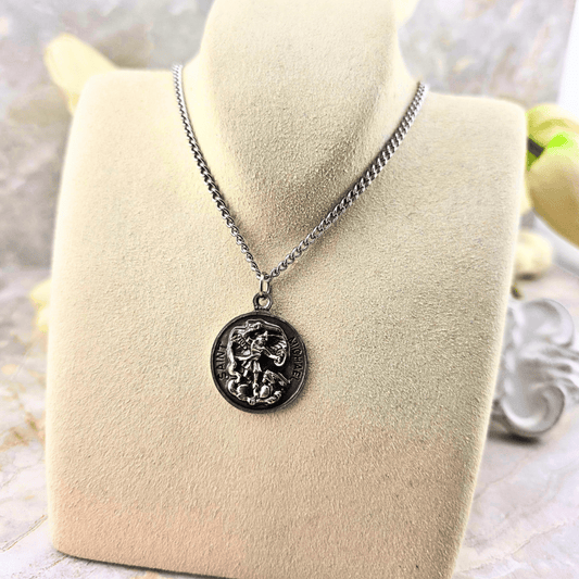 Saint Michael Round Pendant Necklace