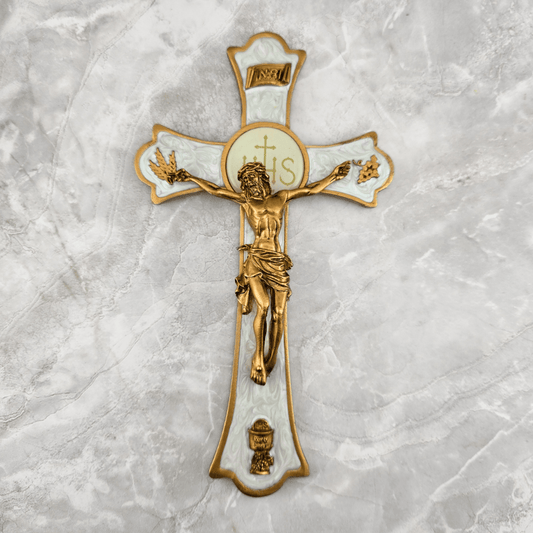 First Communion Holy Mass Crucifix - White