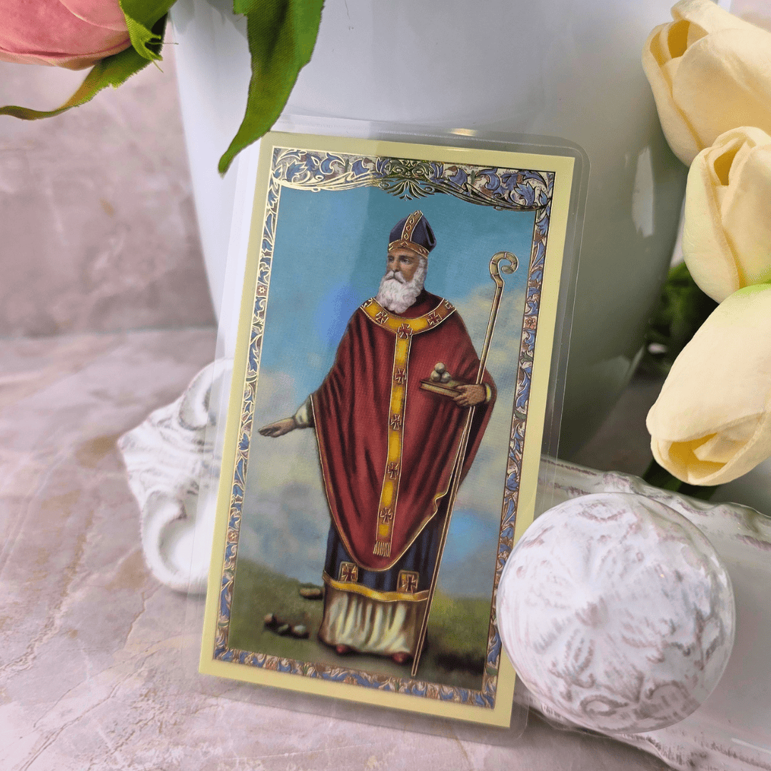 Sister Dulce Gift Shop, Shepherds Staff, Religious Store, Cypress Springs Mercedarian Prayer Center, Saint Nicholas Prayer Card