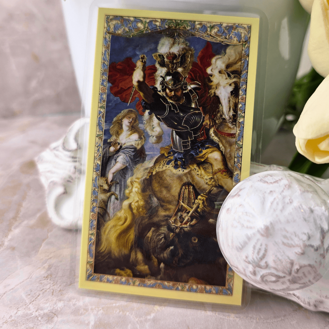 Sister Dulce Gift Shop, Shepherds Staff, Religious Store, Cypress Springs Mercedarian Prayer Center, Saint George Prayer Card
