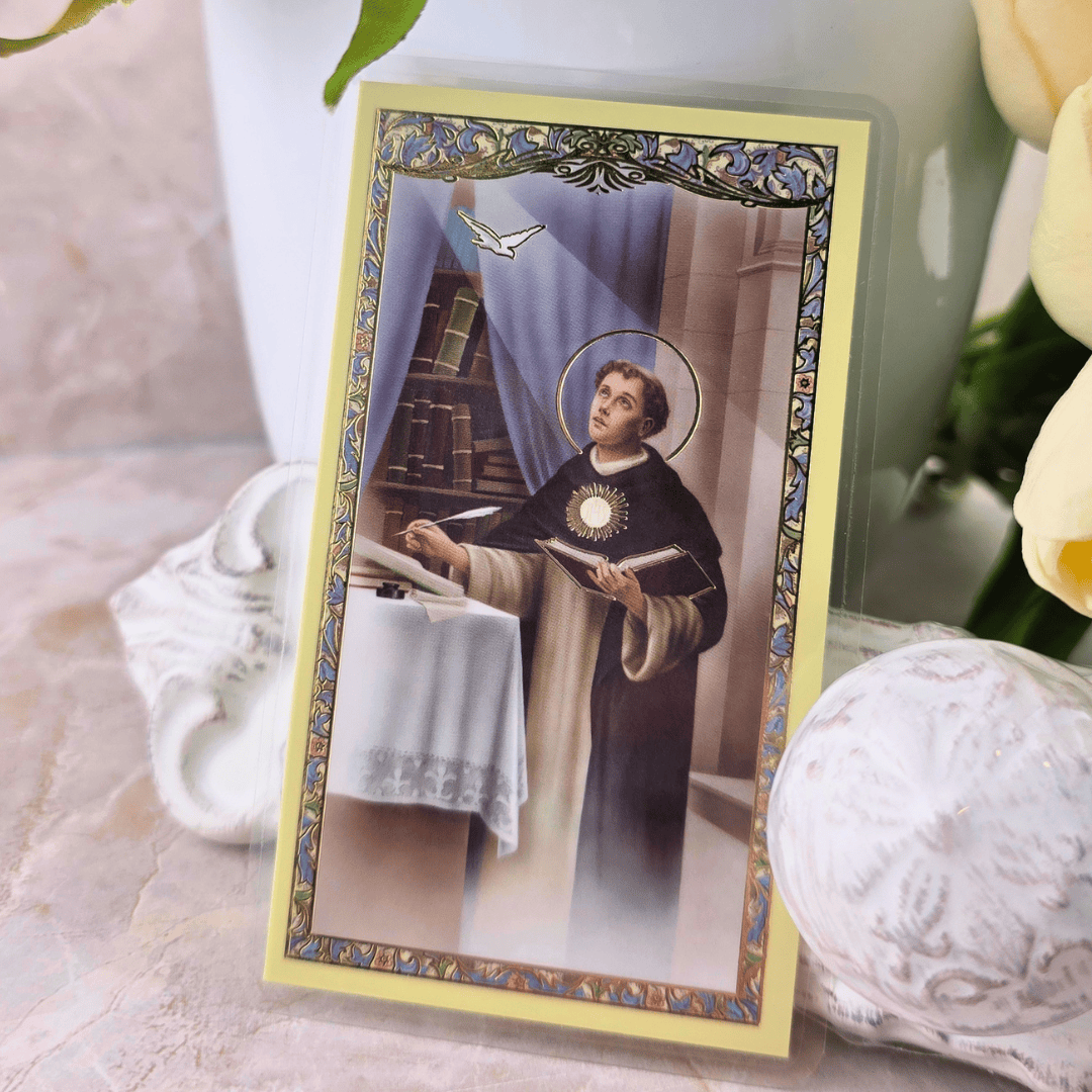 Sister Dulce Gift Shop, Shepherds Staff, Religious Store, Cypress Springs Mercedarian Prayer Center, Saint Thomas Aquinas Prayer Card