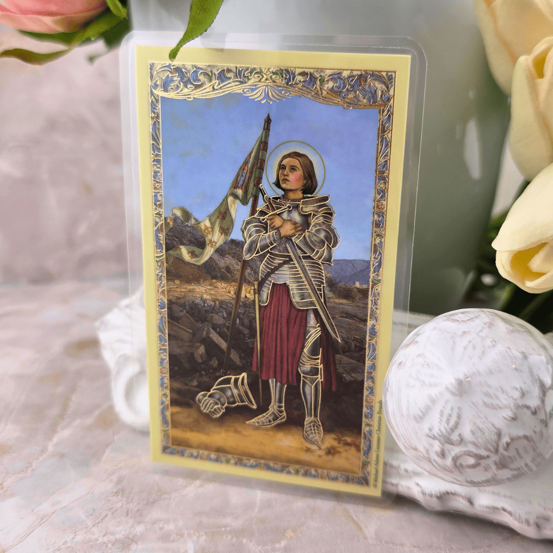 Sister Dulce Gift Shop, Shepherds Staff, Religious Store, Cypress Springs Mercedarian Prayer Center, Saint Joan of Arc Prayer Card