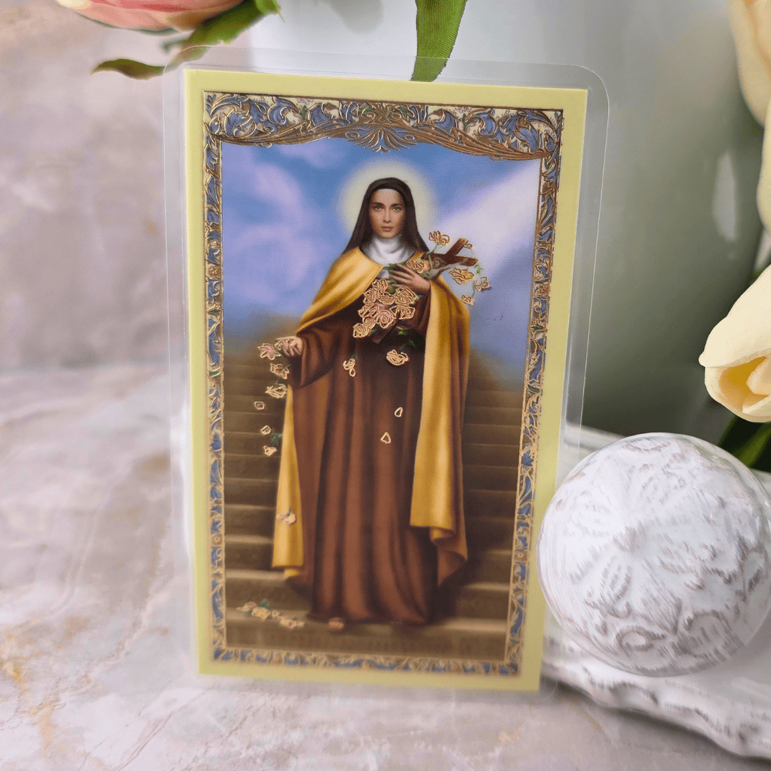 Sister Dulce Gift Shop, Shepherds Staff, Religious Store, Cypress Springs Mercedarian Prayer Center, Saint Therese of Lisieux Prayer Card