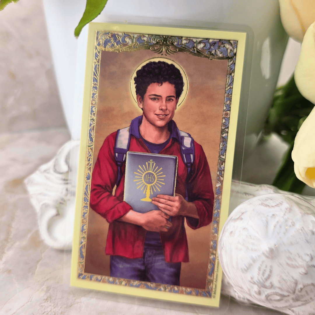 Sister Dulce Gift Shop, Shepherds Staff, Religious Store, Cypress Springs Mercedarian Prayer Center, Saint Carlo Acutis Prayer Card