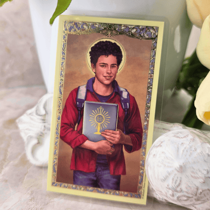 Sister Dulce Gift Shop, Shepherds Staff, Religious Store, Cypress Springs Mercedarian Prayer Center, Saint Carlo Acutis Prayer Card
