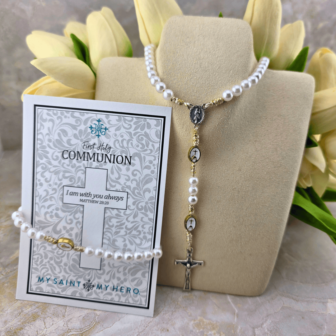 First Holy Communion Rosary & Bracelet Set- Girl