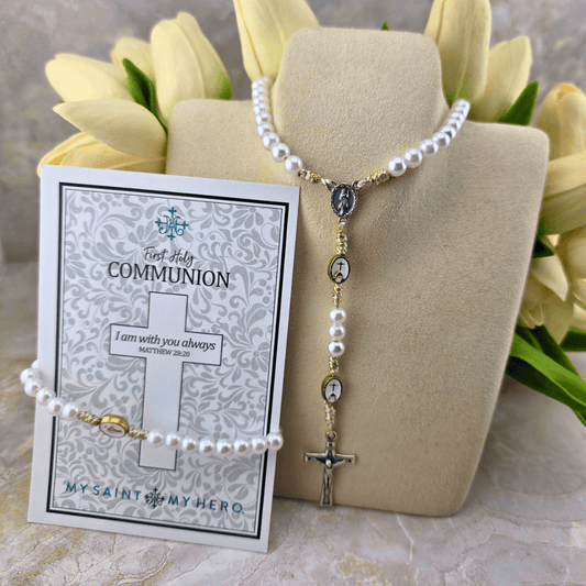 First Holy Communion Rosary & Bracelet Set- Girl