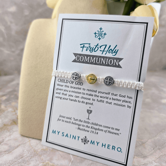 First Holy Communion Bracelet with Three Medals