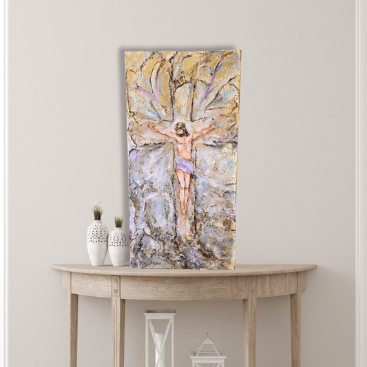Crucifix Original Oil Painting 30x15"