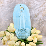 Sister Dulce Gift Shop, Shepherds Staff, Religious Store, Cypress Springs Mercedarian Prayer Center, Holy Water Font, Bright Blue Madonna and Child