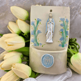 Sister Dulce Gift Shop, Shepherds Staff, Religious Store, Cypress Springs Mercedarian Prayer Center, Holy Water Font, Our Lady of the Rosary, Auspice Maria, Blue Flowers