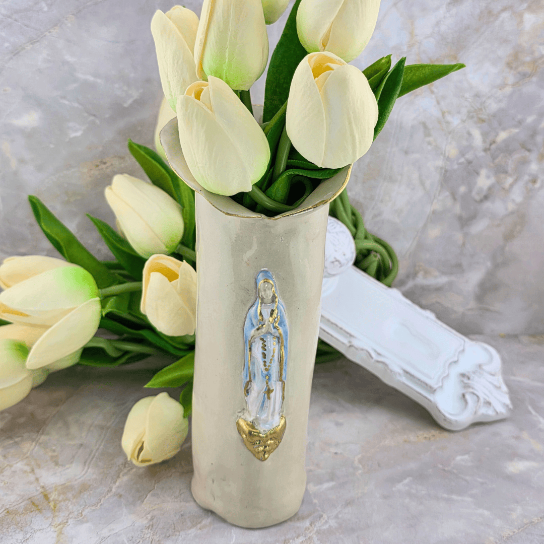 Sister Dulce Gift Shop, Shepherds Staff, Religious Store, Cypress Springs Mercedarian Prayer Center, Sacred Treasures, Our Lady of the Rosary Vase