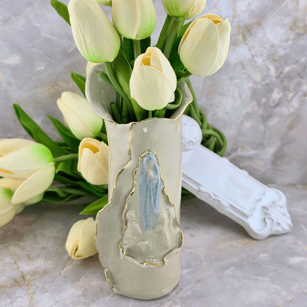 Sister Dulce Gift Shop, Shepherds Staff, Religious Store, Cypress Springs Mercedarian Prayer Center, Sacred Treasures, Our Lady of Mount Carmel Ivory Vase