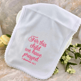 Sister Dulce Gift Shop, Shepherds Staff, Religious Store, Cypress Springs Mercedarian Prayer Center, Pink Embroidered Burp Cloth, For This Child We Have Prayed