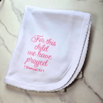 Sister Dulce Gift Shop, Shepherds Staff, Religious Store, Cypress Springs Mercedarian Prayer Center, Embroidered Pink For This Child We Have Prayed