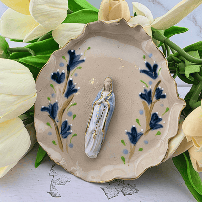 Sister Dulce Gift Shop, Shepherds Staff, Religious Store, Cypress Springs Mercedarian Prayer Center, Catholic, Sacred Treasures, Our Lady of the Rosary Trinket Dish, Blue Flowers 