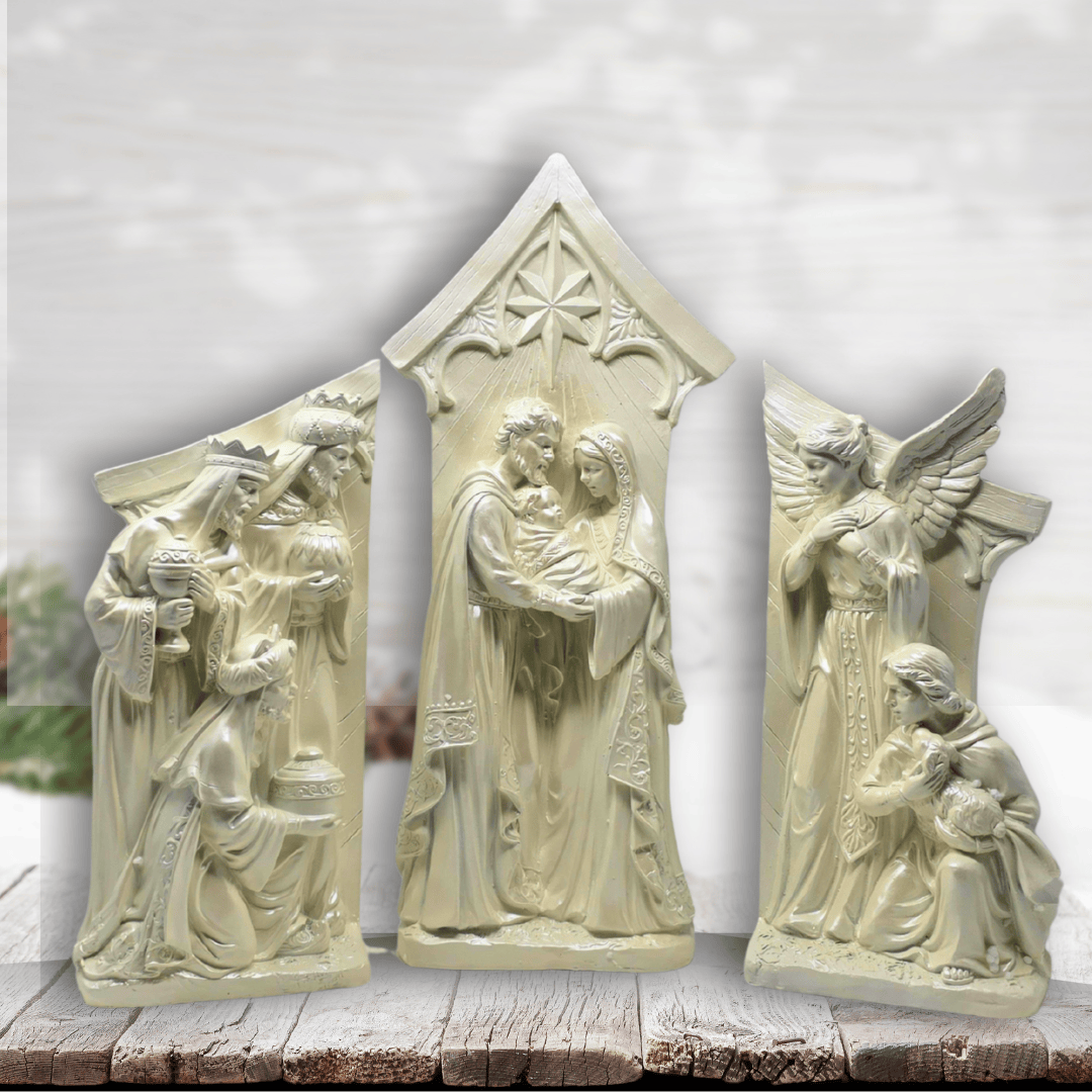 3-Piece Pearlized White Nativity Set