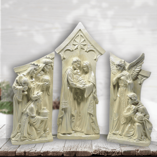 3-Piece Pearlized White Nativity Set