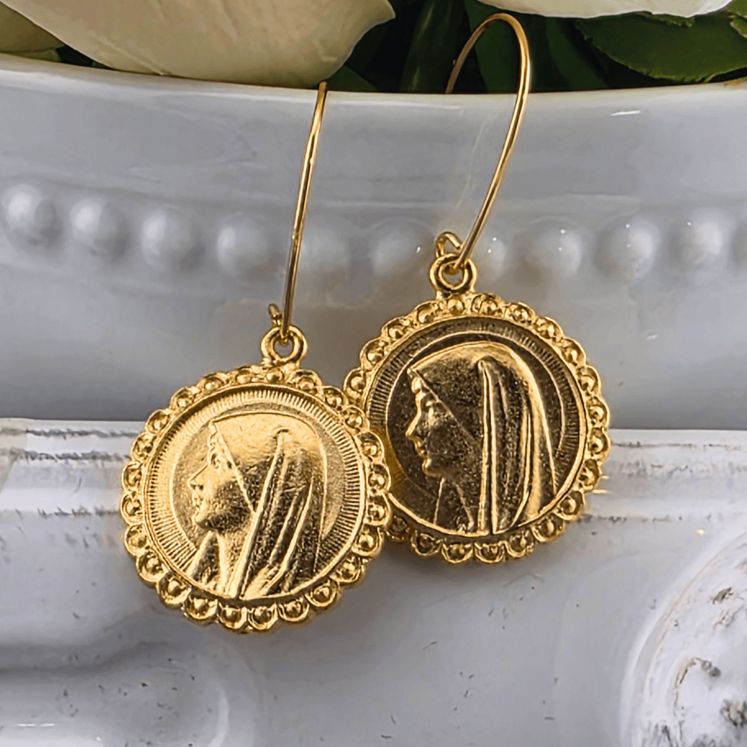 Our Lady Medallion Earrings