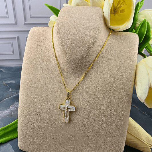 Glitter Enamel Cross Necklace