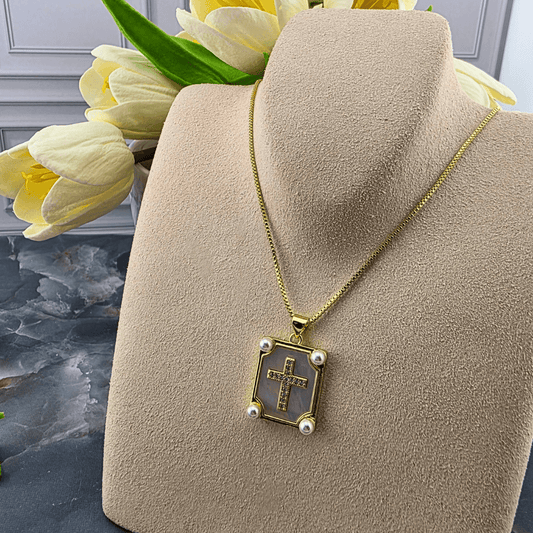 Mother-of-Pearl Cross Necklace