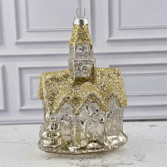 Silver Mercury Glass Church Ornament