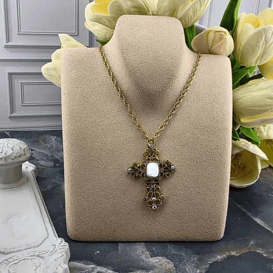 Crystal Golden Cross Pendant Necklace