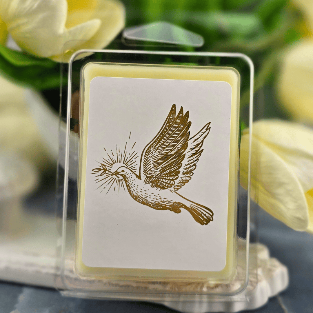 holy spirit, wax melts, Sister Dulce Gift Shop, Shepherds Staff, Religious Store, Cypress Springs Mercedarian Prayer Center, Catholic, new item, popular item, southern lights candles