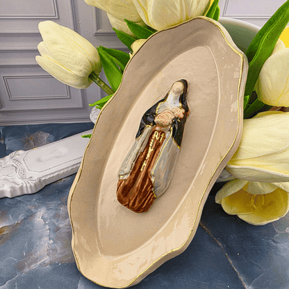 Saint Therese of Lisieux ceramic trinket dish, handmade, sacred treasures, Sister Dulce Gift Shop, Shepherds Staff, Religious Store, Cypress Springs Mercedarian Prayer Center, Catholic, popular item, new item
