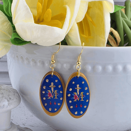 Miraculous Medal Handmade Clay Earrings