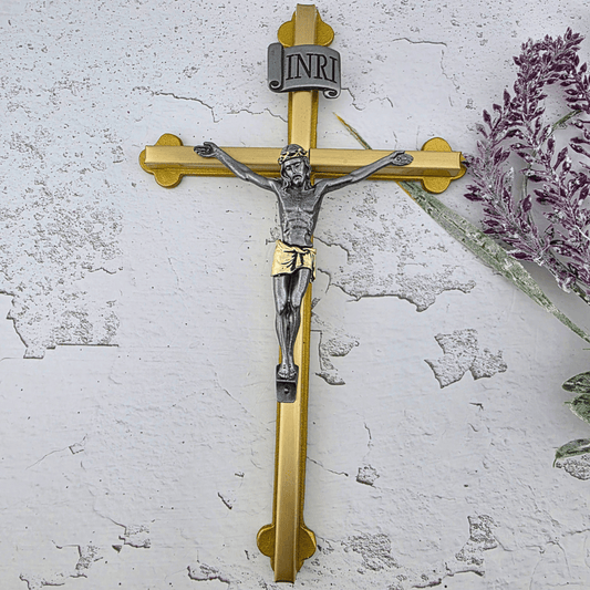 Two-Tone Wall Crucifix 8"