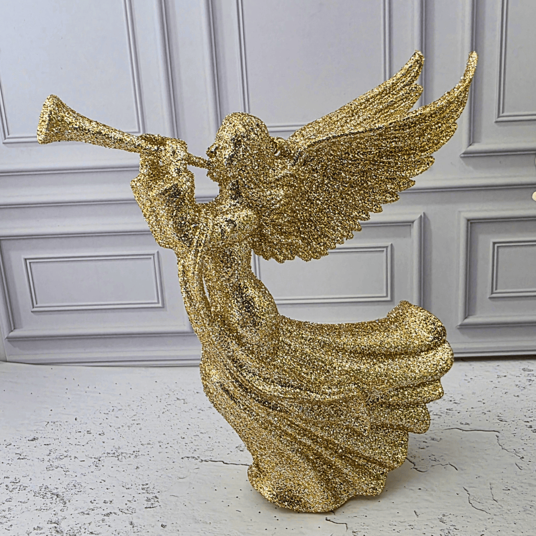 champagne glitter angel ornament, Sister Dulce Gift Shop, Shepherds Staff, Religious Store, Cypress Springs Mercedarian Prayer Center, Catholic, christmas ornament, home decor, new item