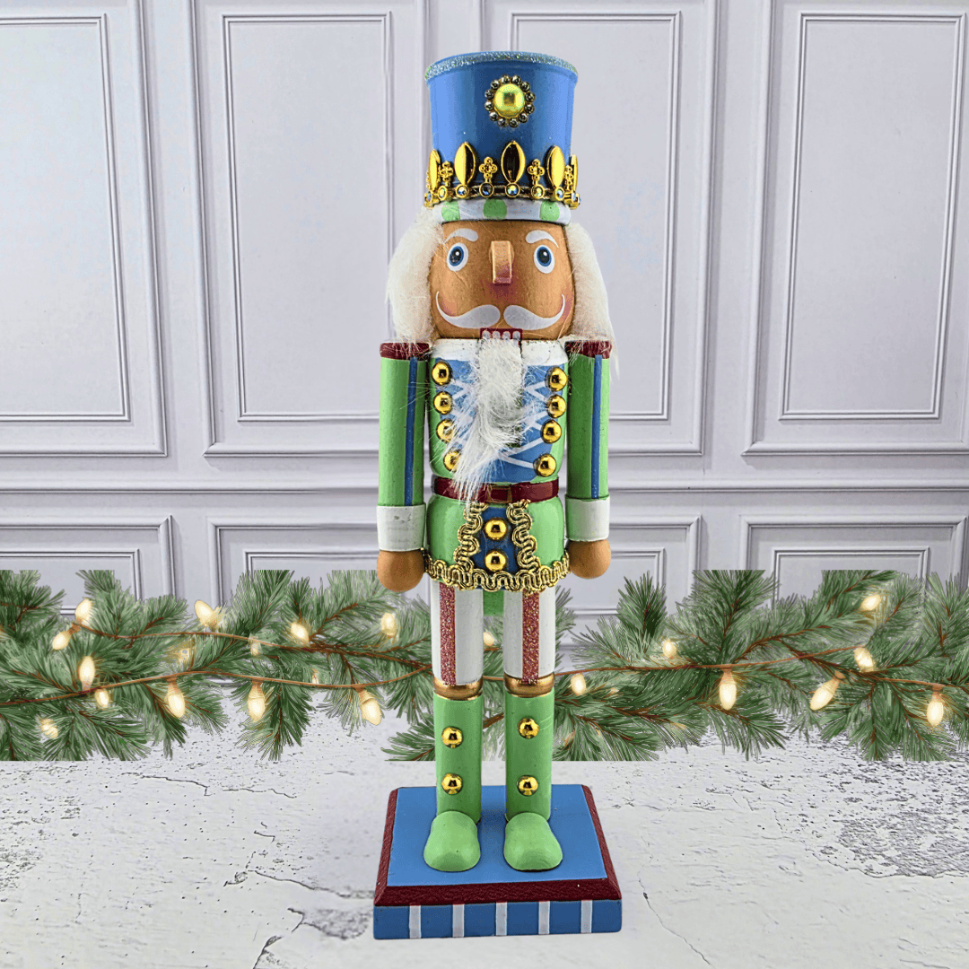 pastel blue and green nutcracker, Sister Dulce Gift Shop, Shepherds Staff, Religious Store, Cypress Springs Mercedarian Prayer Center, Catholic, christmas decor, home decor