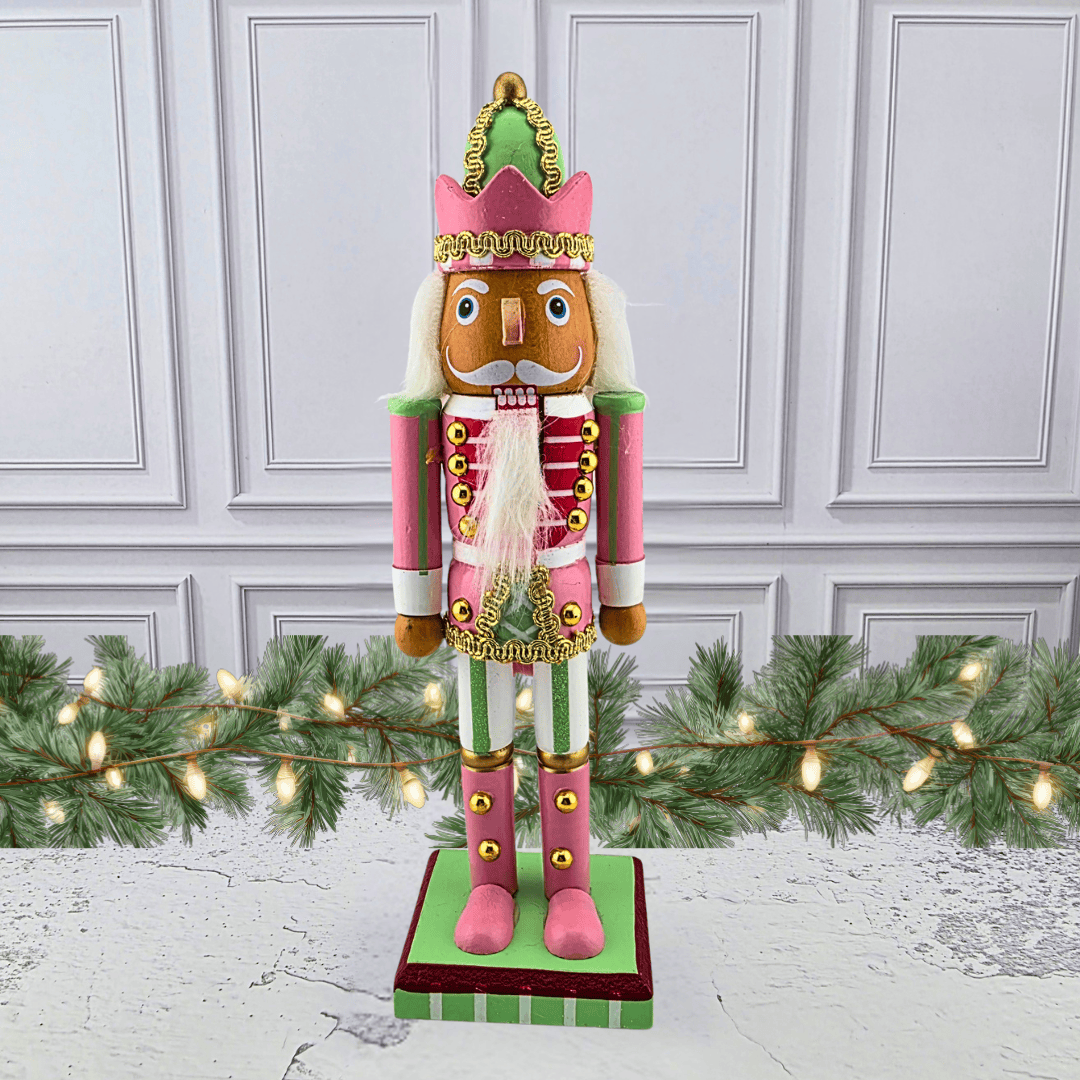 pastel pink and green nutcracker, Sister Dulce Gift Shop, Shepherds Staff, Religious Store, Cypress Springs Mercedarian Prayer Center, Catholic, christmas decor, home decor