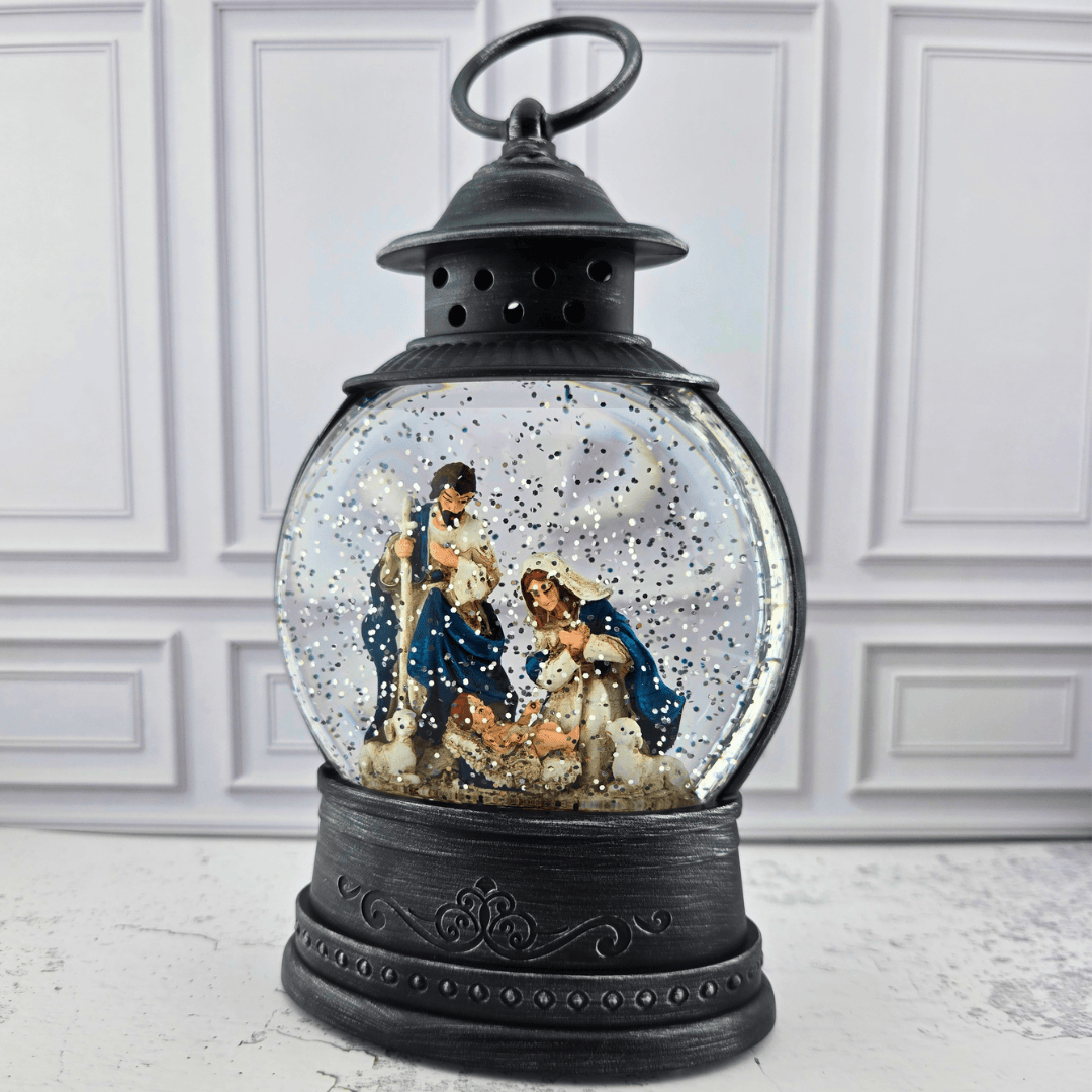 nativity lighted water lantern, Sister Dulce Gift Shop, Shepherds Staff, Religious Store, Cypress Springs Mercedarian Prayer Center, Catholic, holy family, mary, joseph, baby jesus, popular item, snow globe, new item