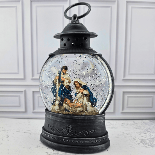 nativity lighted water lantern, Sister Dulce Gift Shop, Shepherds Staff, Religious Store, Cypress Springs Mercedarian Prayer Center, Catholic, holy family, mary, joseph, baby jesus, popular item, snow globe, new item