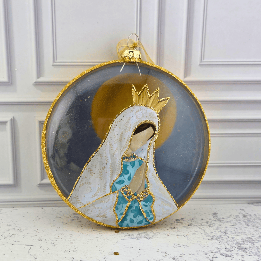 holy mother disc ornament, Sister Dulce Gift Shop, Shepherds Staff, Religious Store, Cypress Springs Mercedarian Prayer Center, Catholic, christmas ornament, home decor, popular item, new item 
