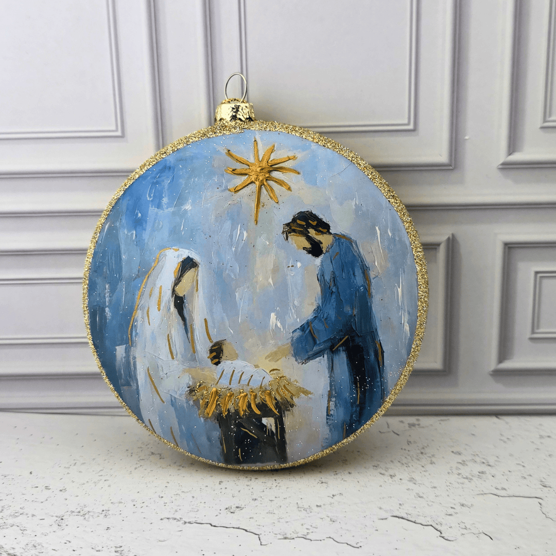 blessed in bethlehem disc ornament, nativity, holy family, Sister Dulce Gift Shop, Shepherds Staff, Religious Store, Cypress Springs Mercedarian Prayer Center, Catholic, christmas ornament, new item, popular item