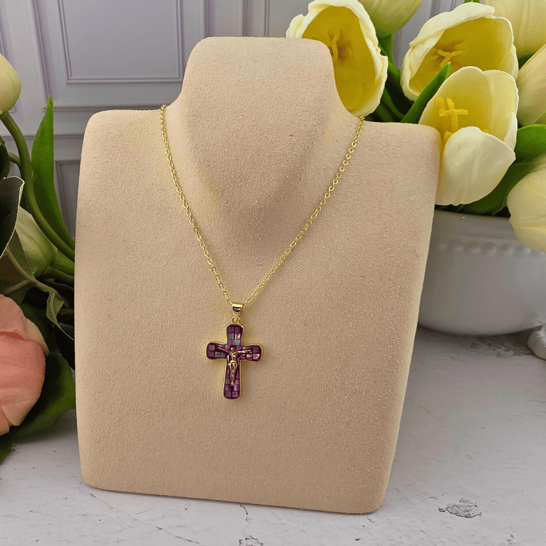 Mosaic Crucifix Necklace
