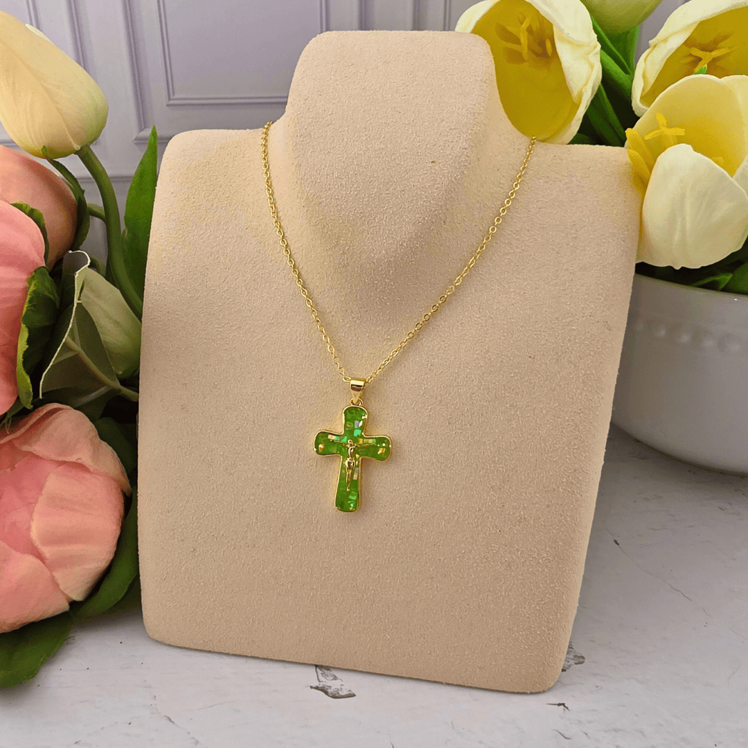 Mosaic Crucifix Necklace