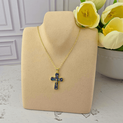 Mosaic Crucifix Necklace