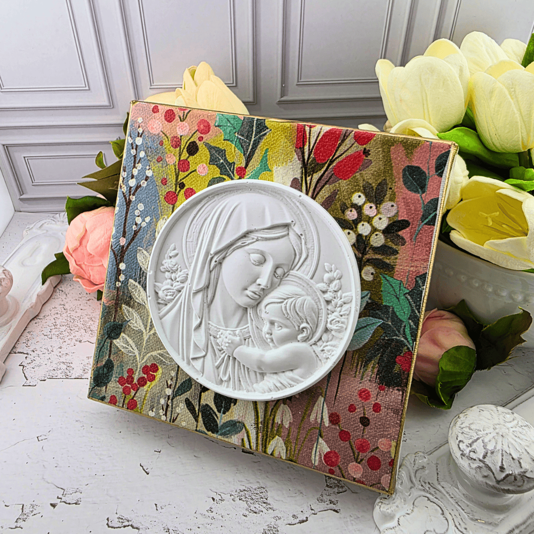 Madonna & Child Floral Plaque