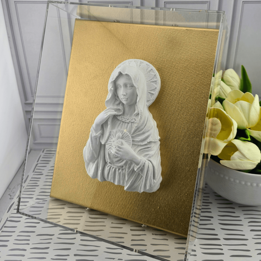 White Relief in Acrylic Display Box