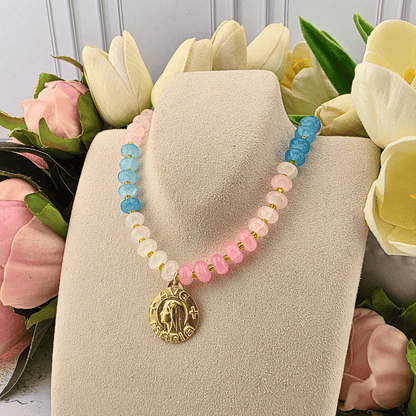 Sister Dulce Gift Shop, Shepherds Staff, Religious Store, Cypress Springs Mercedarian Prayer Center, Catholic, multicolored beaded necklace, ave maria, parker madison, new item, trending, jewelry