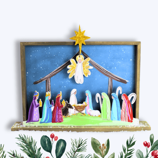 Nativity Brights Layered Wood Table Décor