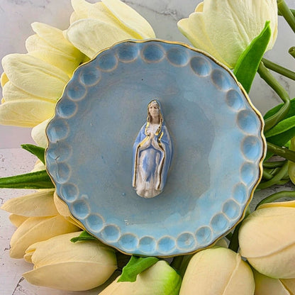 Sister Dulce Gift Shop, Shepherds Staff, Religious Store, Cypress Springs Mercedarian Prayer Center, Catholic, Sacred Treasures, Our Lady Trinket Dish, Bright Blue, Mother Mary