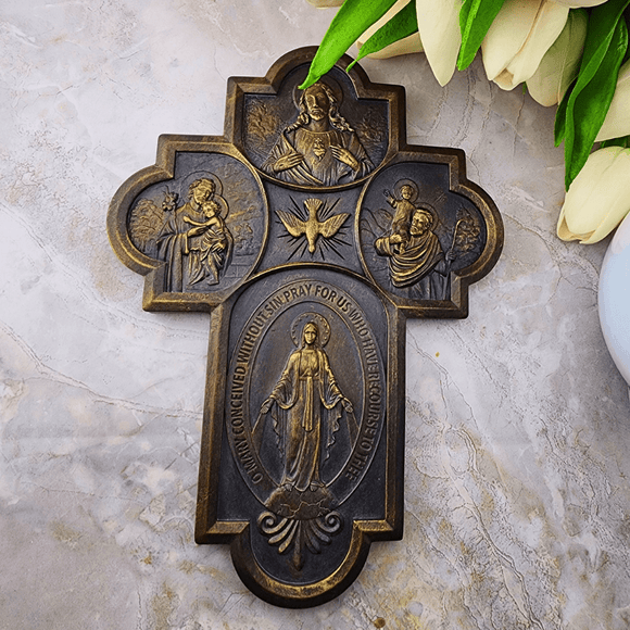 4-Way Medal Wall Cross Artwork Roman Gifts