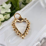 Gold heart charm , open heart charm, studded heart, charm necklace, charm bracelet, charm bar, shepherds staff gift shop, sister dulce