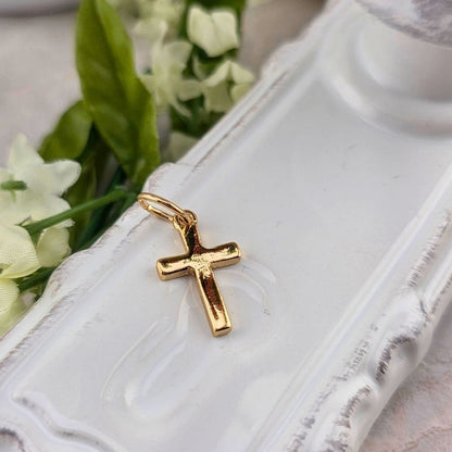 gold cross charm with for charm necklace and bracelet, sister dulce, holy spirit, shepherds staff gift shop