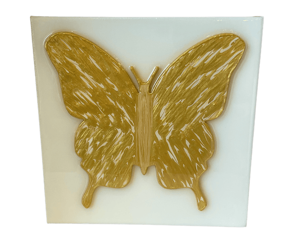 8x8 Butterly on Canvas Artwork Gold and White Artwork Bella Gifts to Geaux